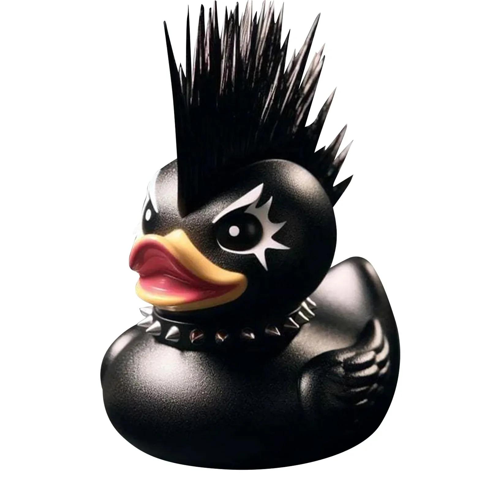 1 pz Anatra Satanica Gotica Anatra Punk Aviatore Cyberpunk Gotico Resina Statua Anatre Punk Novità Decorazioni Rock Ducky Rock and Roll Decorazione Ha