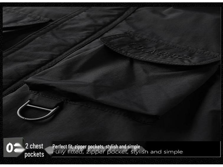 Herren Winddichter Parka mit abnehmbaren Ärmeln: Frühlings-/Herbst-Jacke mit mehreren Taschen, lockerer Schnitt, Übergröße, Freizeit-Arbeitskleidung