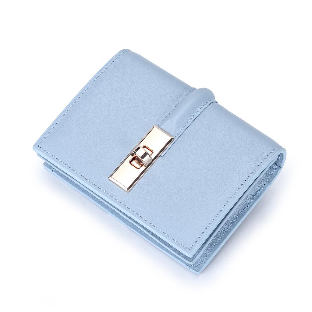 Elegant Women's Luxury Leather Wallet with Exquisite Gift Box,Premium Compact Short Purse with Twist Lock,Perfect Gift for Women