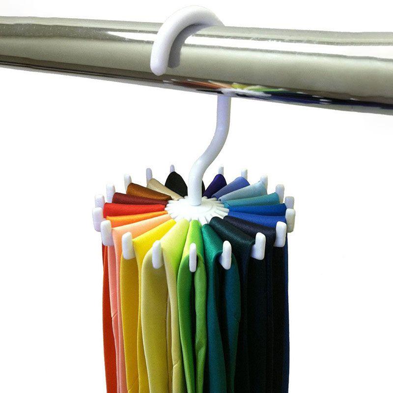 Versatile 20 Rotating Tie Rack Hanger Organizer With Secure Non-slip Arms For Ties