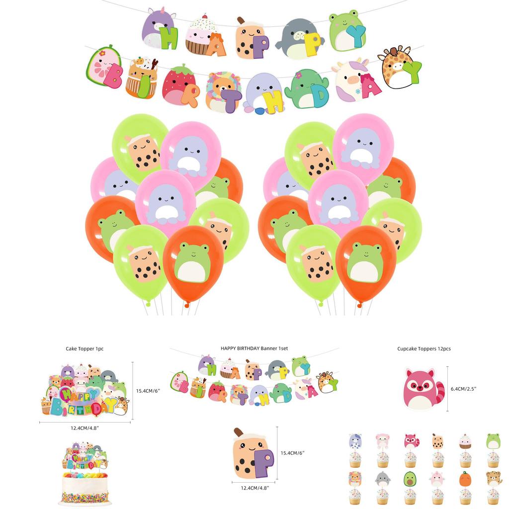 Cute Squishmallows Themed Party Supplies Includes Balloons Cake Topper And Banner
