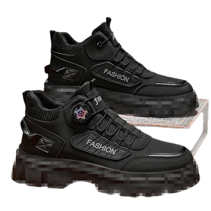 Autumn Martin Boots Men's Shoes Medium Top Leisure Sports Outdoor Mountaineering Men's Waterproof Non-slip Height Increasing Martin Boots