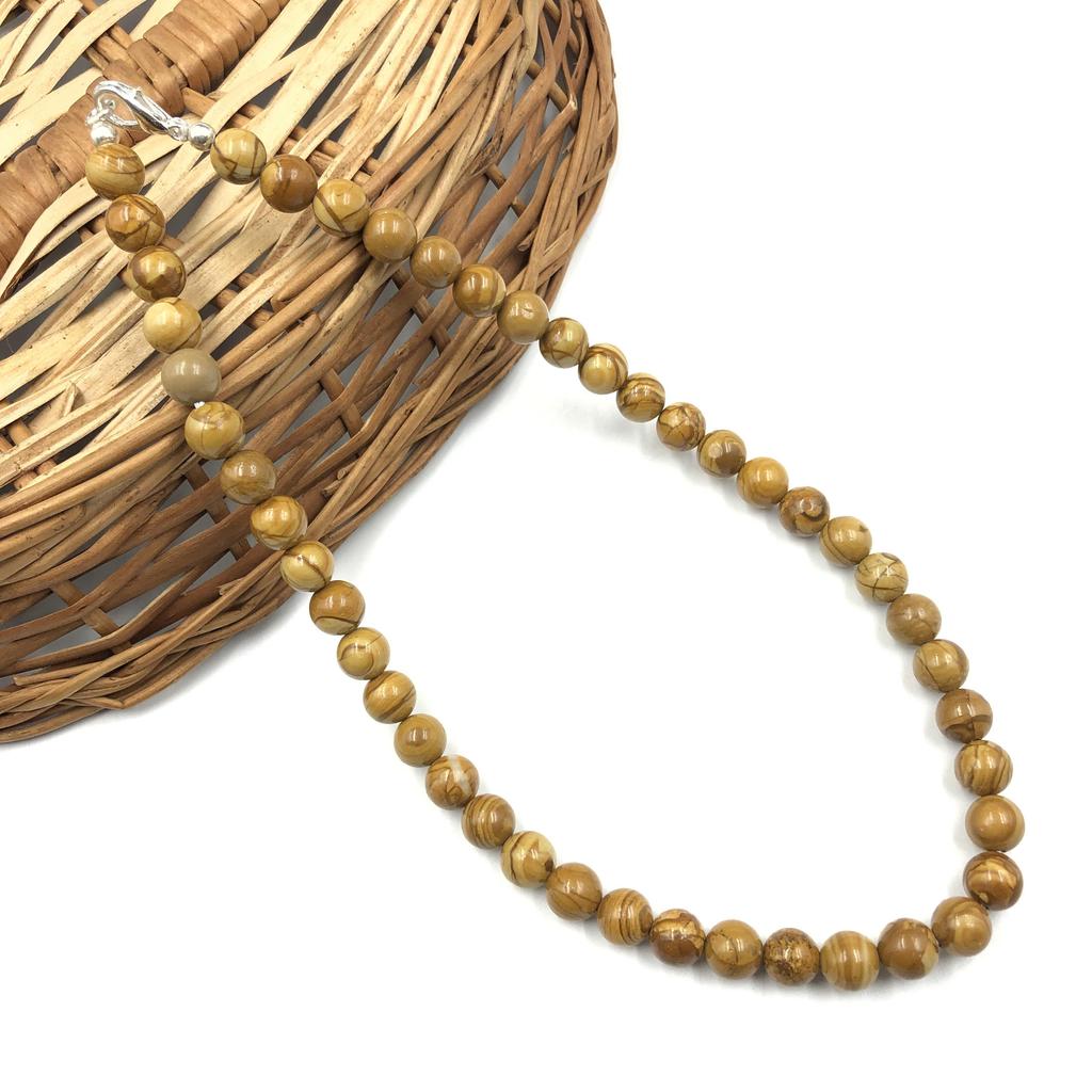 8mm Natural Camel Jasper Gemstone Round Beads Handmade Jewelry Partywear Necklace 17-20" For Birthday Gift 8BN-44