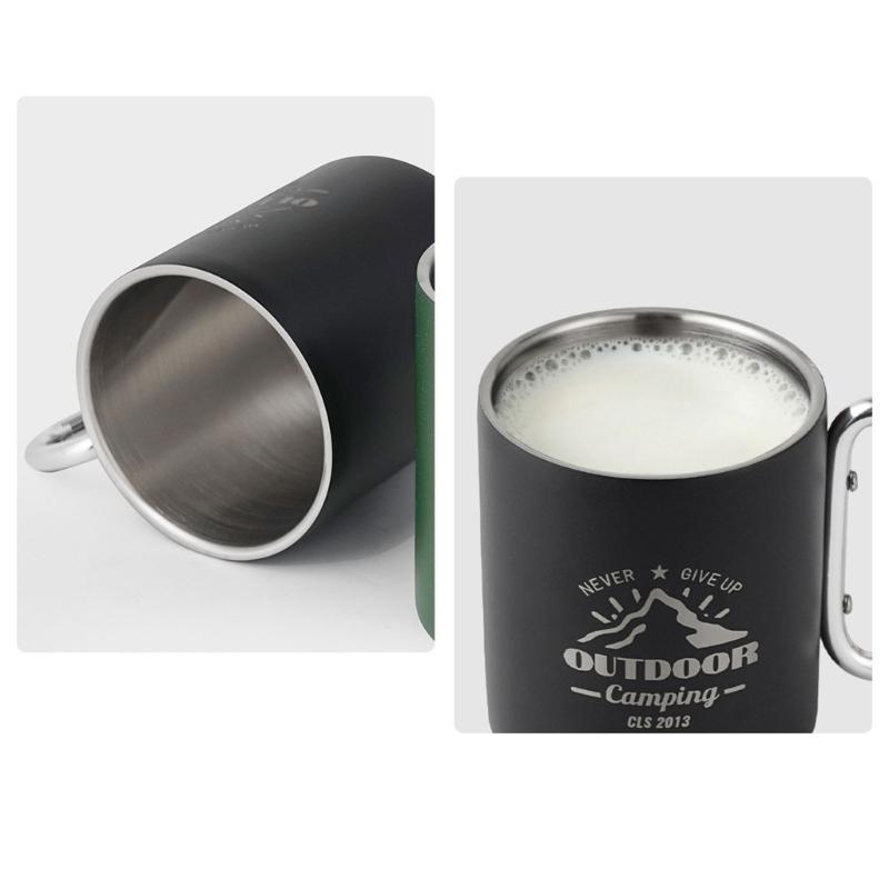 Tazza da Caffè in Metallo Leggero per Campeggio all'Aperto Tazza da Viaggio Termica a Doppia Parete Tazza da Campeggio con Manico Durevole