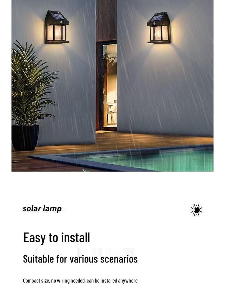Solar Waterproof Outdoor Tungsten Filament Courtyard Wall Lamp