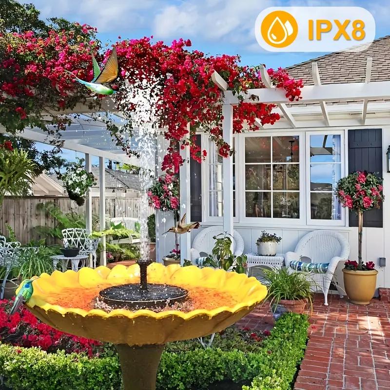 High-Quality  and No Battery Required Solar Fountain Pump  with 6 Nozzles suitable for Bird Bath Garden Fish Tank Outdoor Pool