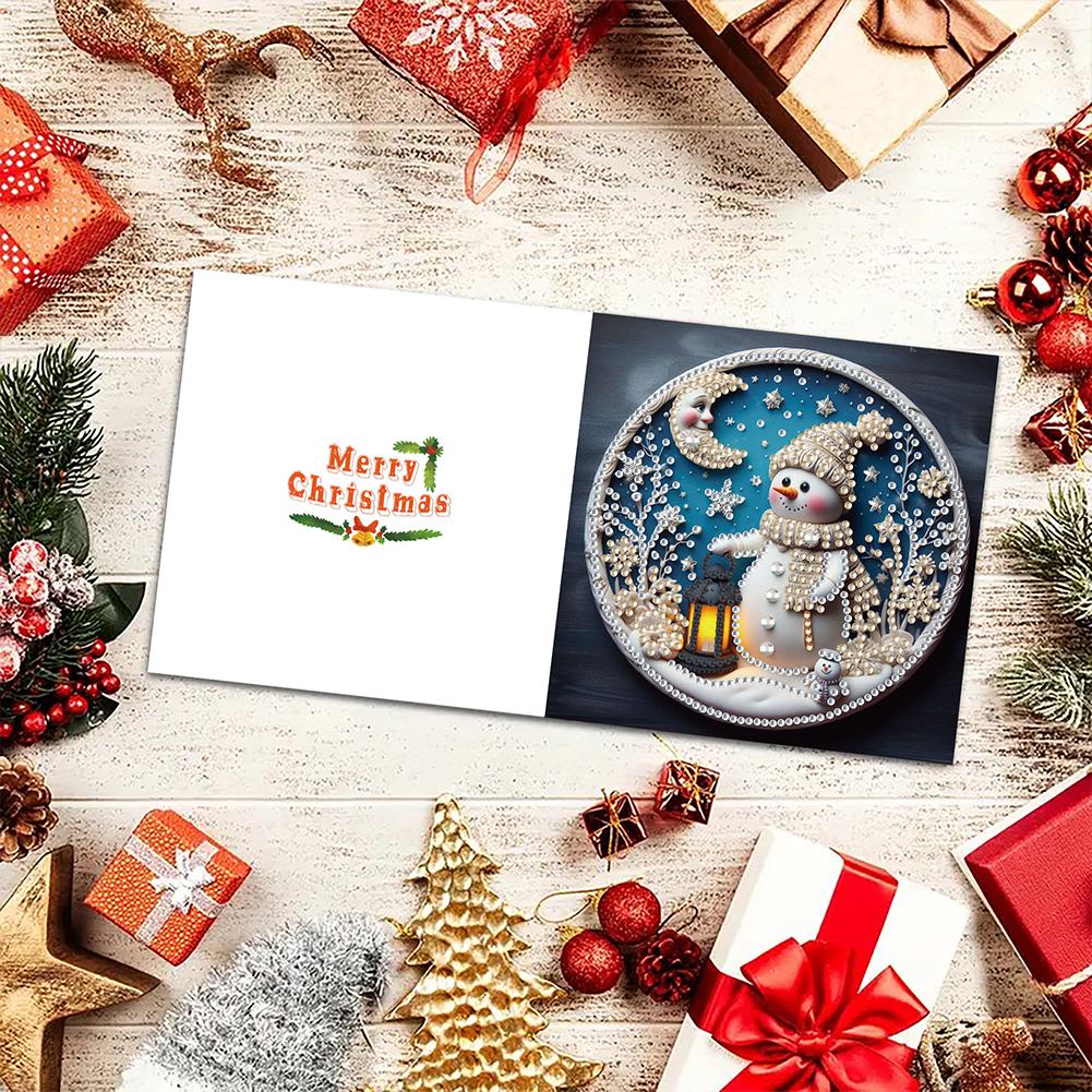 6pcs DIY Xmas Theme Rhinestone Diamond Art Mosaic Postcards Diamond Art Handmade Cards Creative Birthday & Thanksgiving Card Kit