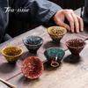 60ML Kiln Change Ceramic Teacup Temmoku Glaze Multicolor Porcelain Kung Fu Cups Pottery Japanese Master Cup Drinkware