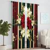 2 Stück Weihnachten Vintage Blume Polyester Material Fenster Vorhänge Stangentaschen Design für Wohnzimmer Schlafzimmer Küche und Büro