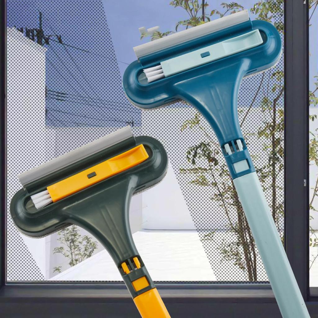 2 in 1 Window Mesh Screen Brush Window Cleaner Magic Broom Wiper Telescopic Long Handle Window Mop Squeegee Wiper Cleaning Tool