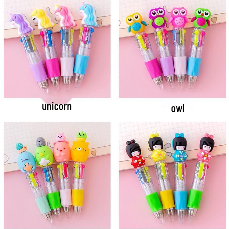 New Cute Cartoon Mini Colorful Ballpoint Pen - Student Stationery Gift with High Appearance Value 0.7 Needle Type