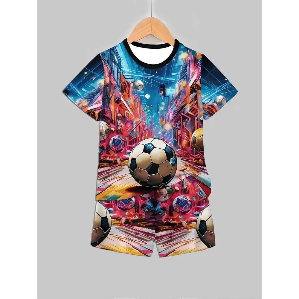 Summer Cartoon Creative Fun Pattern Children's Summer Fashion Comfortable Soft Breathable Short Sleeved Two-piece Set