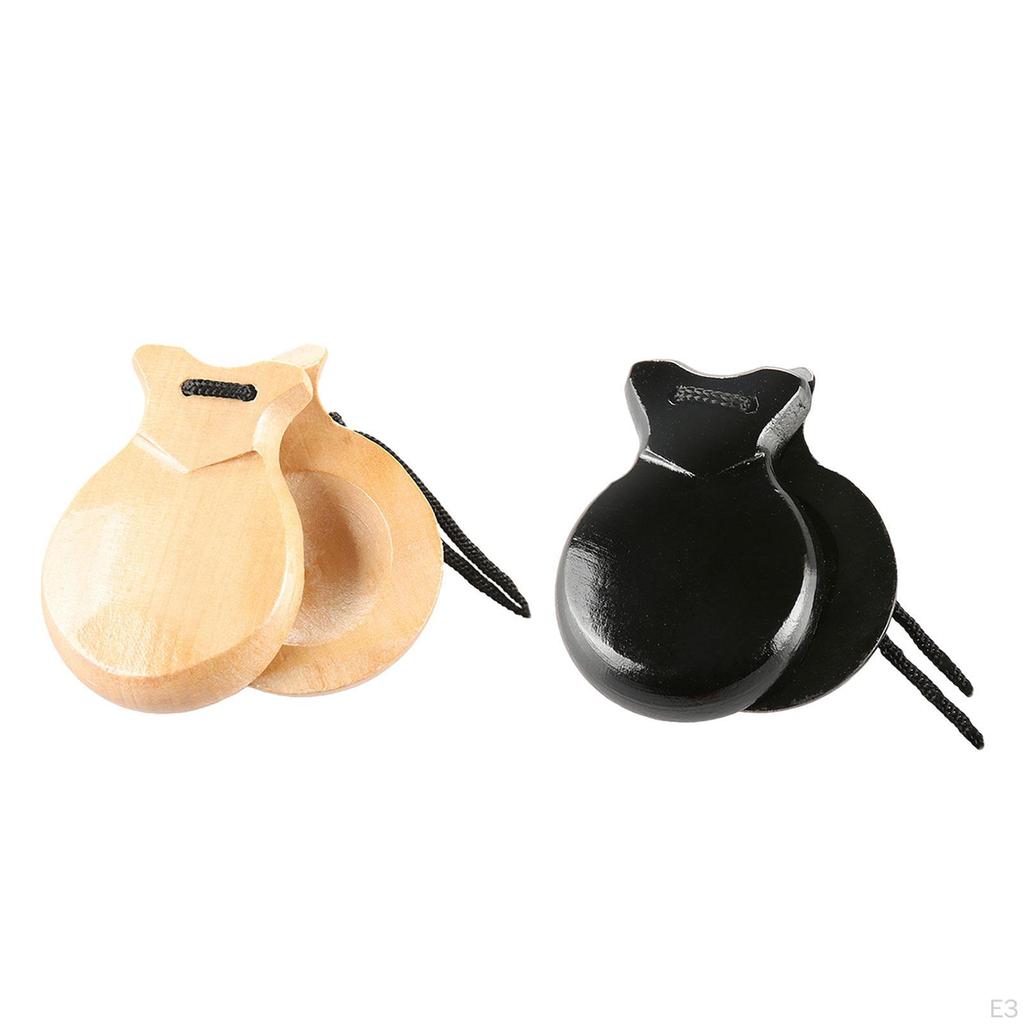 2 Pieces Solid Wood Spanish Clapper Finger Castanet Musical Learning Toys Orff Music Instrument