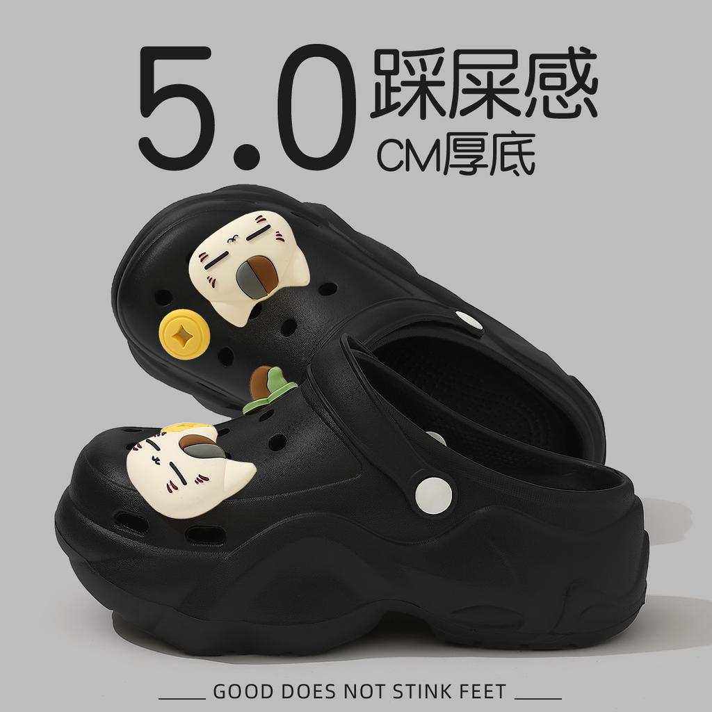 Thick-soled hole shoes summer new outer wear seaside beach non-slip deodorant bag head eva sandals