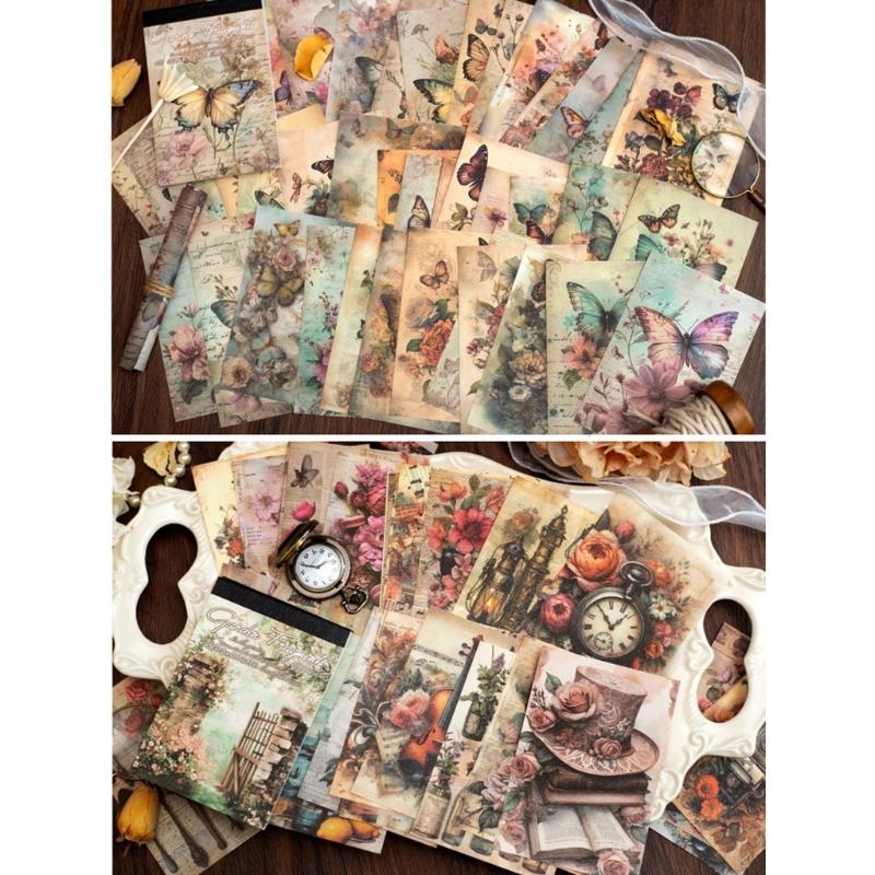 100 Sheets Scrapbooking Backgrounds Paper Aesthetic Decorative Paper for Journaling Card Making Gift Wrapping Decoration