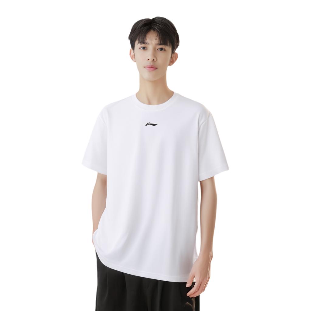 Li-Ning Loose Comfortable Casual Versatile Simple Breathable Short Sleeve T-Shirt Unisex Tops White AHSVA51-2