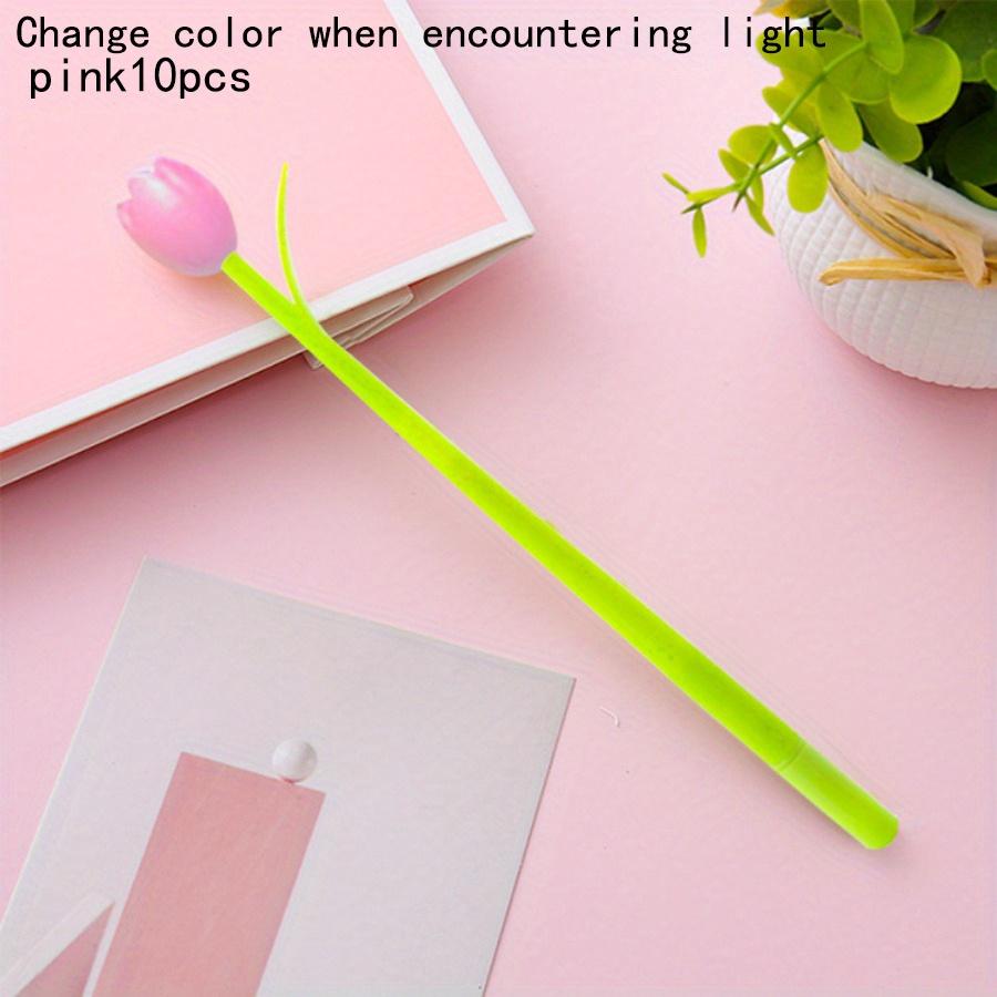 

Снова в школу 10 шт. 0,5 мм милая форма тюльпана Нейтральная ручка Меняет цвет при воздействии света имитирует цветок Канцелярские товары Подарок для студента Награда Гладкое письмо Change color-pink10pcs