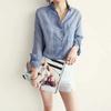 Women's Thin Cotton Shirt Solid Color Long-sleeved Sun Shirt