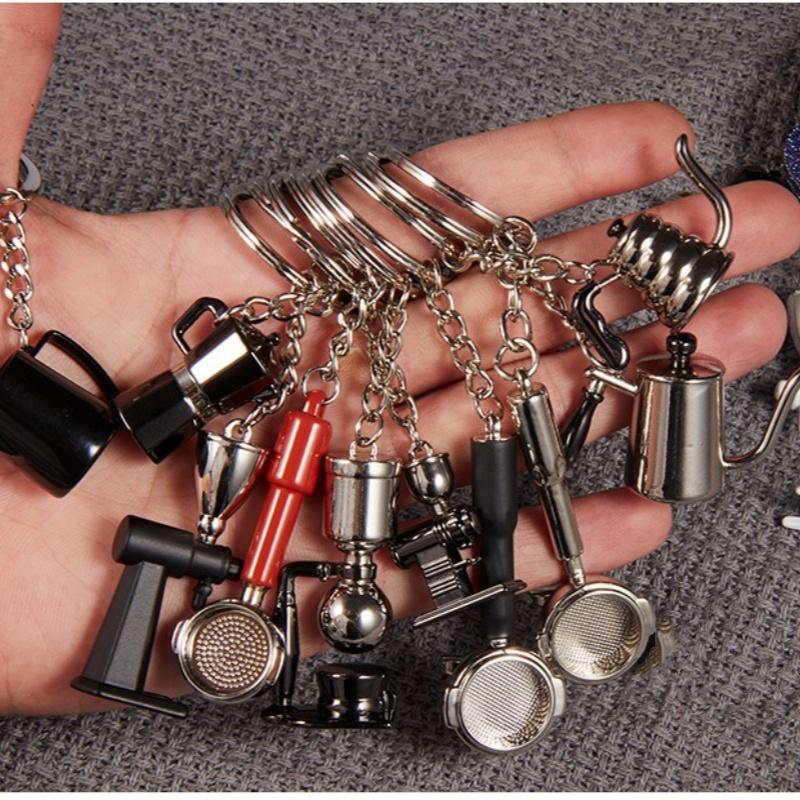 Coffee Supplies Key Chain Fashion Zinc Alloy Key Chain Coffee Appliance Accessories Design Key Chain Decoration Holiday Gift