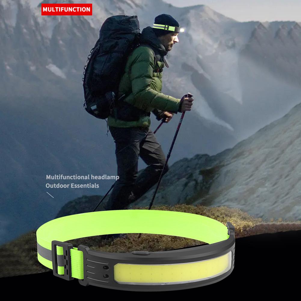 COB/LED Intelligent Waving Sensor Headlight Rechargeable Reflective Headband Headlamp for Outdoor Night Fishing Cycling Hiking