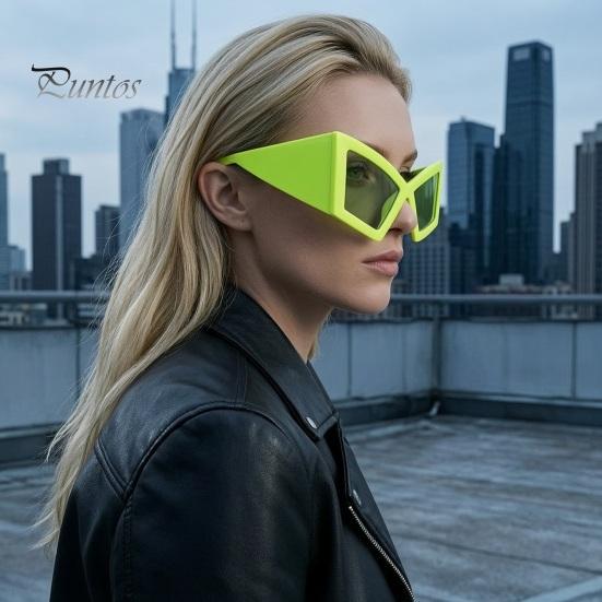 Break-resistant Sunglasses Futuristic Geometric Sunglasses, Edgy Triangle Frame Shades, Trendy UV Eye-catching Protection Sun Glasses for Women Street
