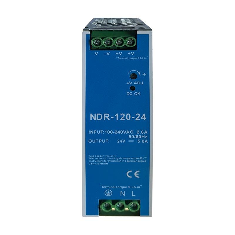 12V 24V 48V NDR120W 100-120VAC/180-240VAC Industrial DIN Rail Mounted AC TO DC Single Output Switching Power Supply
