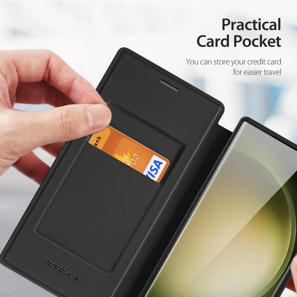 For Samsung Galaxy S23 Ultra Leather Case DUX DUCIS Skin X Pro Series Flip Cover Compatible with MagSafe