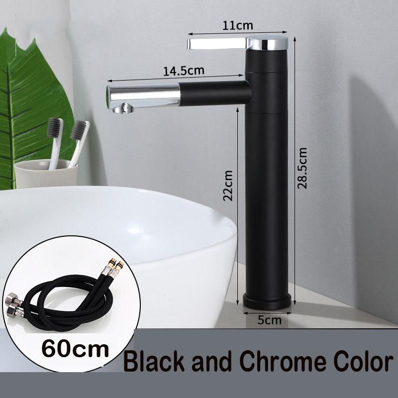 Bathroom Basin Faucets Black Sink Faucets Hot Cold Water Mixer Crane White Deck Mounted 360° Rotating Universal Water Taps Gray