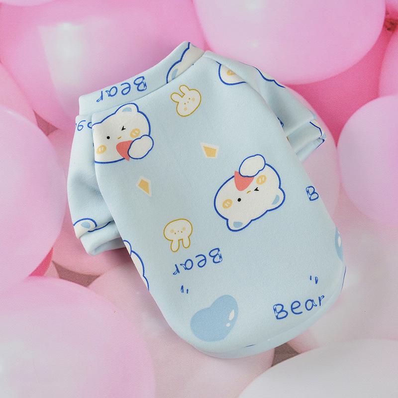 New Cute Cartoon Print Fleece Lined Warm Clothes for Small Dogs and Cats