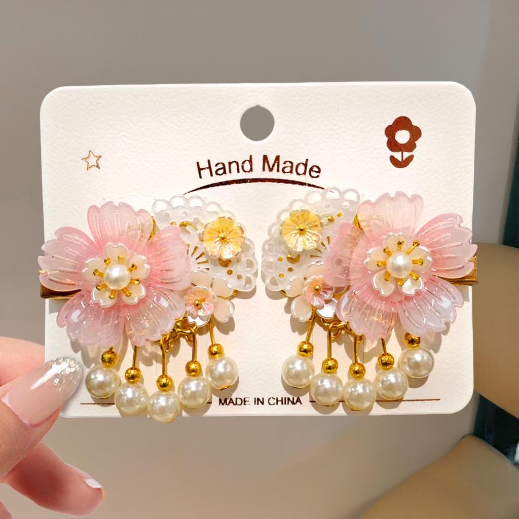 Mid-Autumn Hanfu Fairy Hair Clip - Women's & Children's Ancient Style Floral Tassel, Sweet Accessory for Girls
