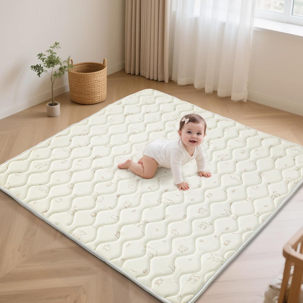 Fortella Play Mat Baby Mat 120 x 120cm Extra Thick 2cm Soundproof Non-Slip Foldable Baby Cushion Shock Absorption Nap Mat for Playpen Baby Playpen Sty