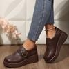 Pegged Heels, Round Toe, Thick Sole, Casual Women's Shoes