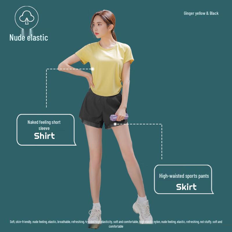 KAIQIAN Women s Summer Loose-Fit Short Sleeve Sports Set S