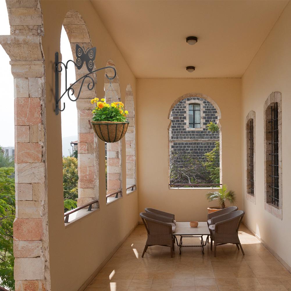 Bitki Braketleri Asılı Çiçek Saksısı Sepet Çiçek Sepeti Tutucu Rustik Stil Metal Braket Askısı Geniş Taban Bitki İçin Hava Koşullarına Dayanıklı