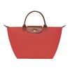 Le Pliage Original Embossed Logo Zipper Recycled Canvas Tote Bag Medium Women Tote Bags Tomato-Red 1623089P94