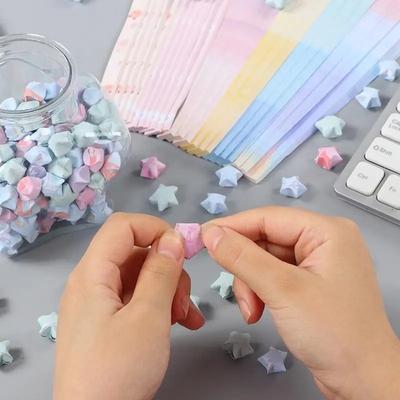540Pcs Cartoon Lucky Star Decoration Paper Colorful Paper Stars Origami Diy Arts Origami Paper Strips Fold Hand Crafts Toys