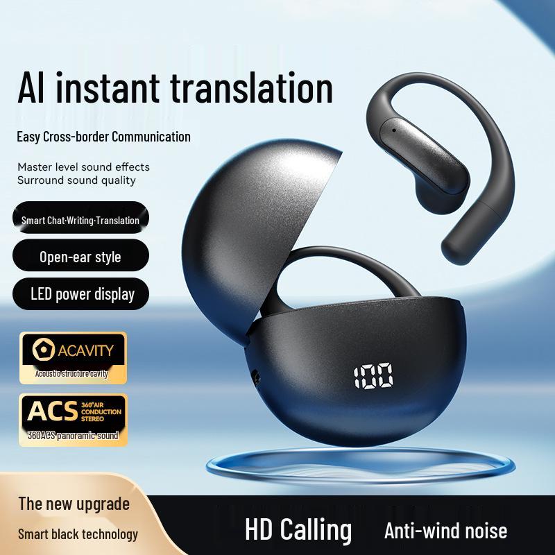 Smart AI Translation M118 Wireless Open-Ear Clip-On Earphones with Ultra-Long Battery Life Bluetooth