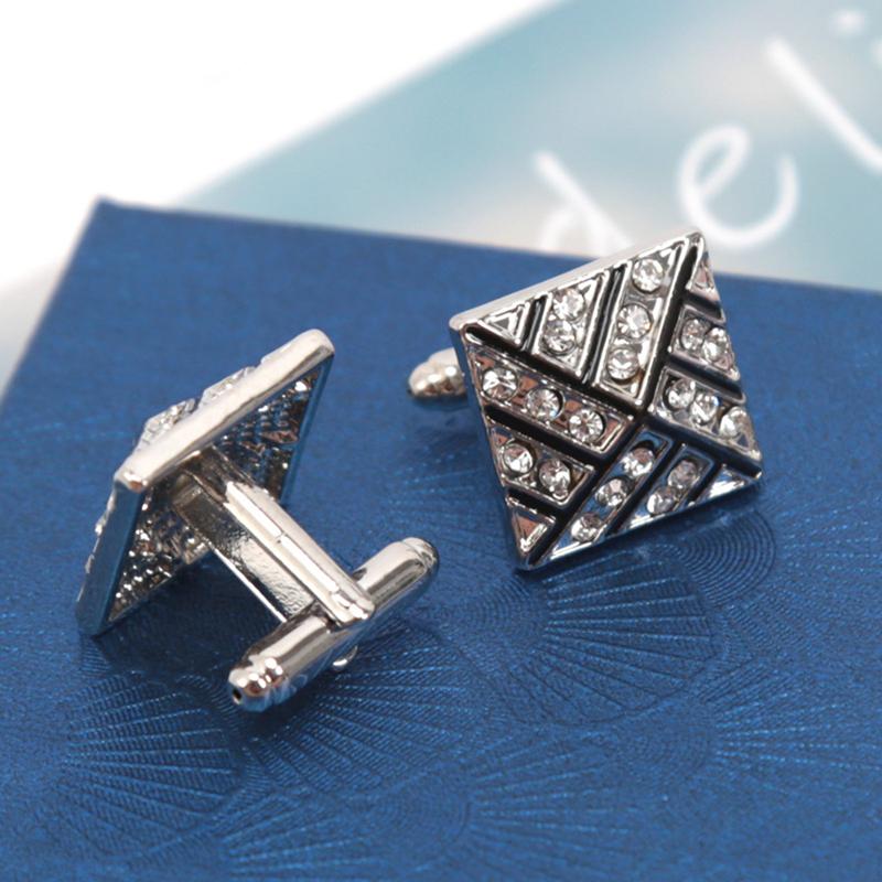 Novelty Luxury White Crystal Cufflinks for Mens Women High Quality Design Cuffbutton Shirt Jewelry Tie Accessories