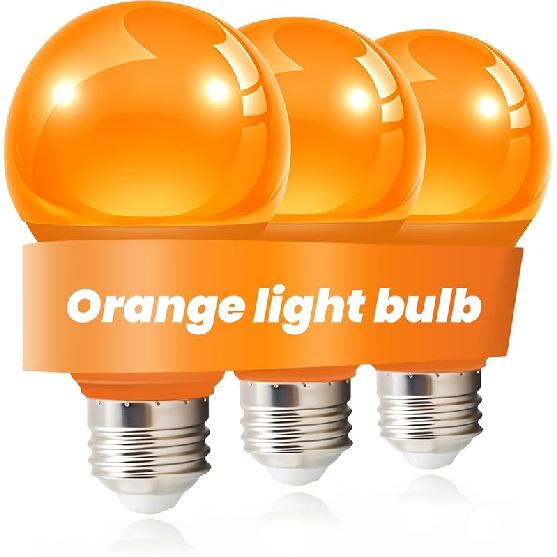 LED A19 Orange Light Bulbs, 9W (60W Equivalent), E26 Base LED Orange Bulb, Non-Dimmable, Halloween Decoration, Party Decoration, Porch, Front Door,