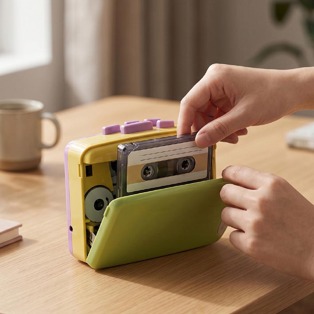 Retro Cassette Player Portable Music Player with FM Broadcast Recorder   Color Cassette Player
