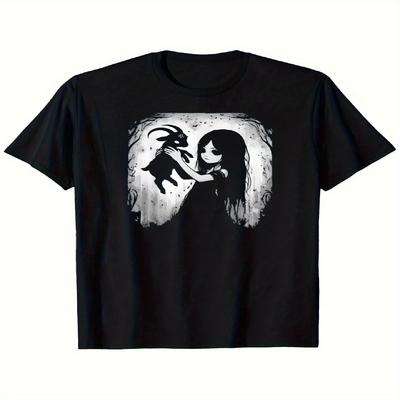 Gothic Rabbit Graphic Print Cotton T-shirt Unisex Tee Women Summer Short Sleeve Fashion Brand Tee Luxury Casual Streetwear Tops
