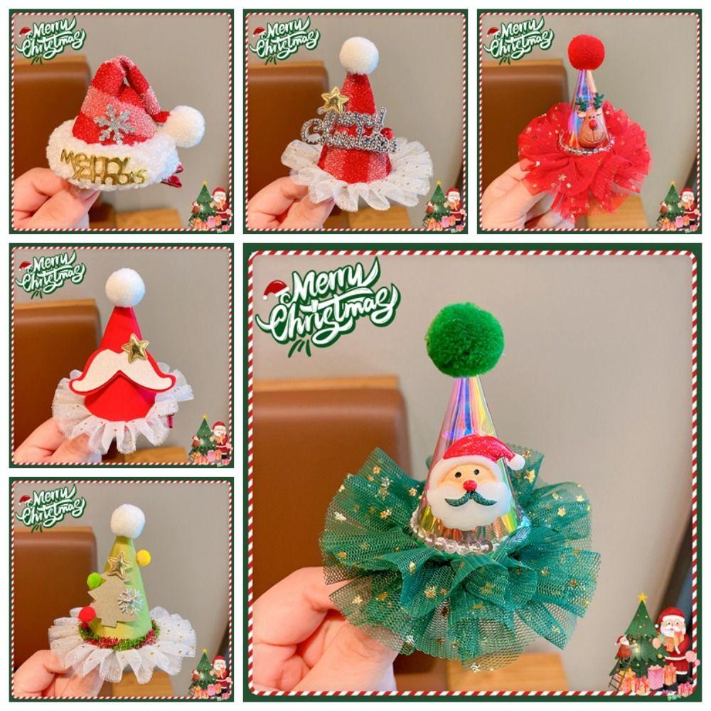 Elk Santa Claus Duckbill Clip Star Christmas Hat Hairpin Cute Christmas Hair Clip  Party