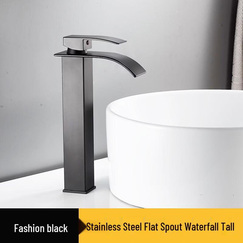 Handun Black Wide-Mouth Waterfall Basin Faucet