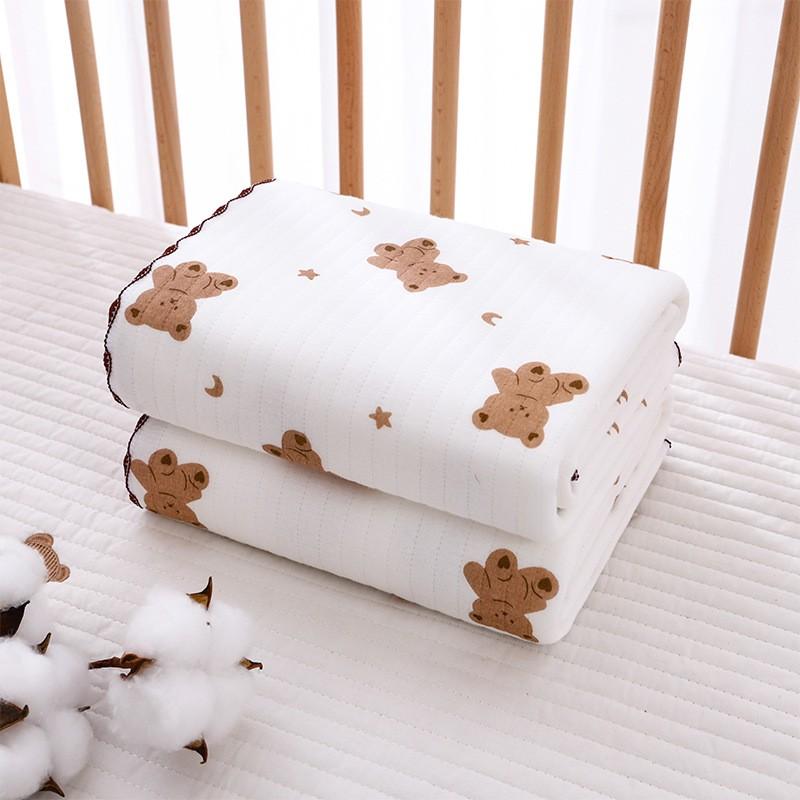 Cotton Muslin Cute Cartoon Printing Baby Swaddle Blanket Soft Breathable Newborn Baby Receiving Blanket For Infant Boys Girls