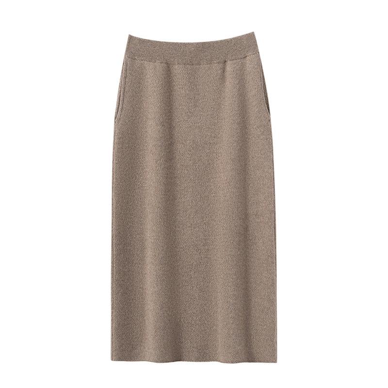 2025 Autumn/Winter Women's Cashmere Round Neck Loose Top and Skirt Set