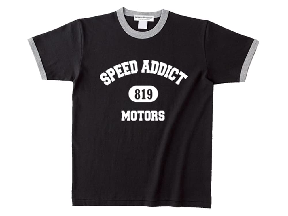 

[SPEED ADDICT] 819 COLLEGE LOGO Ringer T-shirt (Black x Gray, XXL)