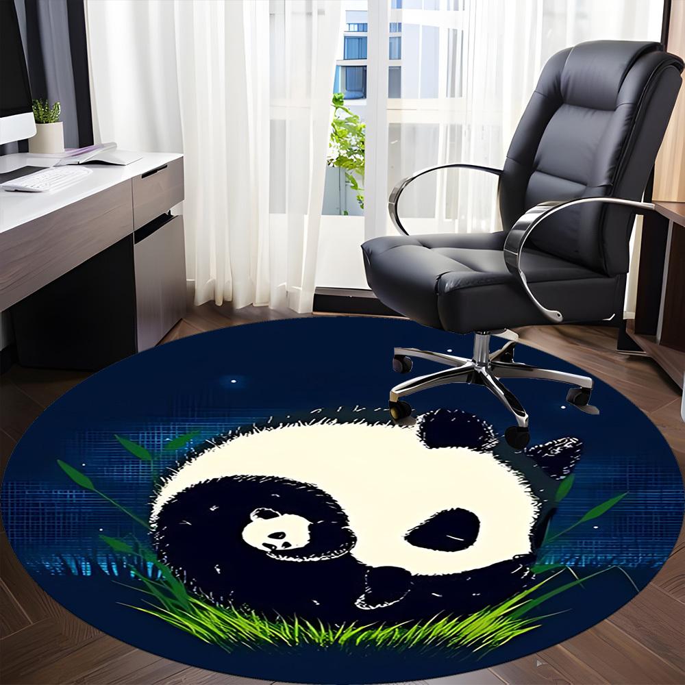 1pc Panda Night Office Round Area Rug, Indoor Mat Suitable For Office, Under Office Chairs Bedroom Living Room Home Decor, Room Deco