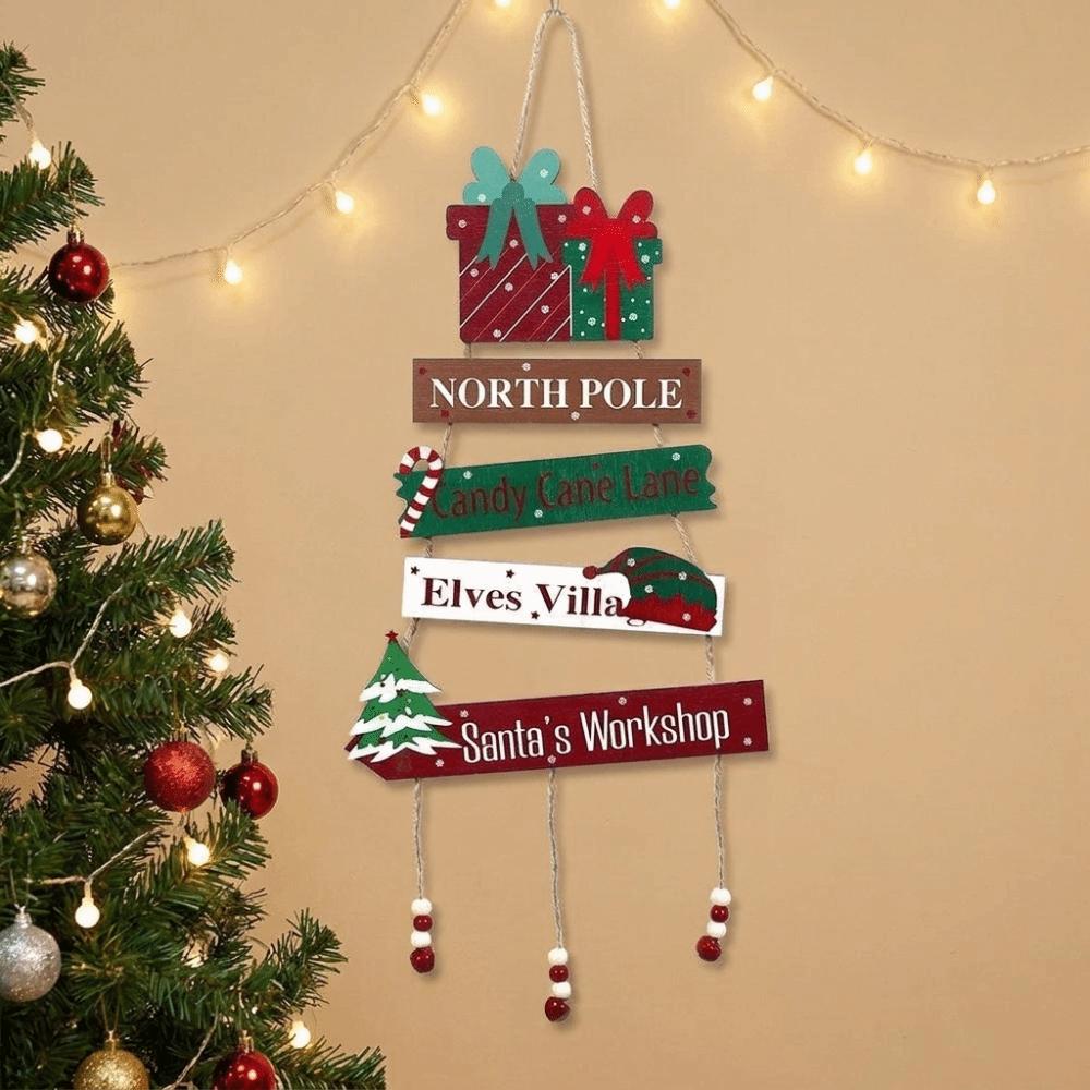 Tiered Christmas Door Sign Rustic Handcrafted Hanging Welcome Board Eco-friendly Multi-layered Wall Pendant Teachers