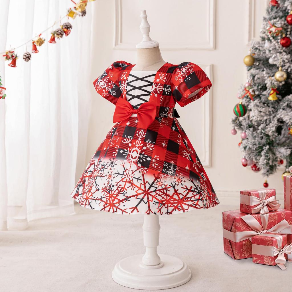 Christmas Cosplay Dress for Includes and Deer Cute Costume for Parties and Princess [SUBTRY] Girls, 4-Piece Set, Dress, Headband, Decorations,