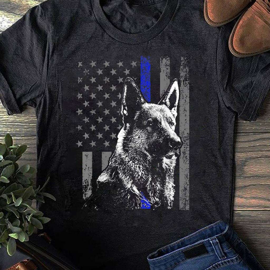 Thin Blue Line Flag K-9 German Shepherd Police Dog Gift Men T-Shirt - German Shepherd Dog Gift, German Shepherd Lover